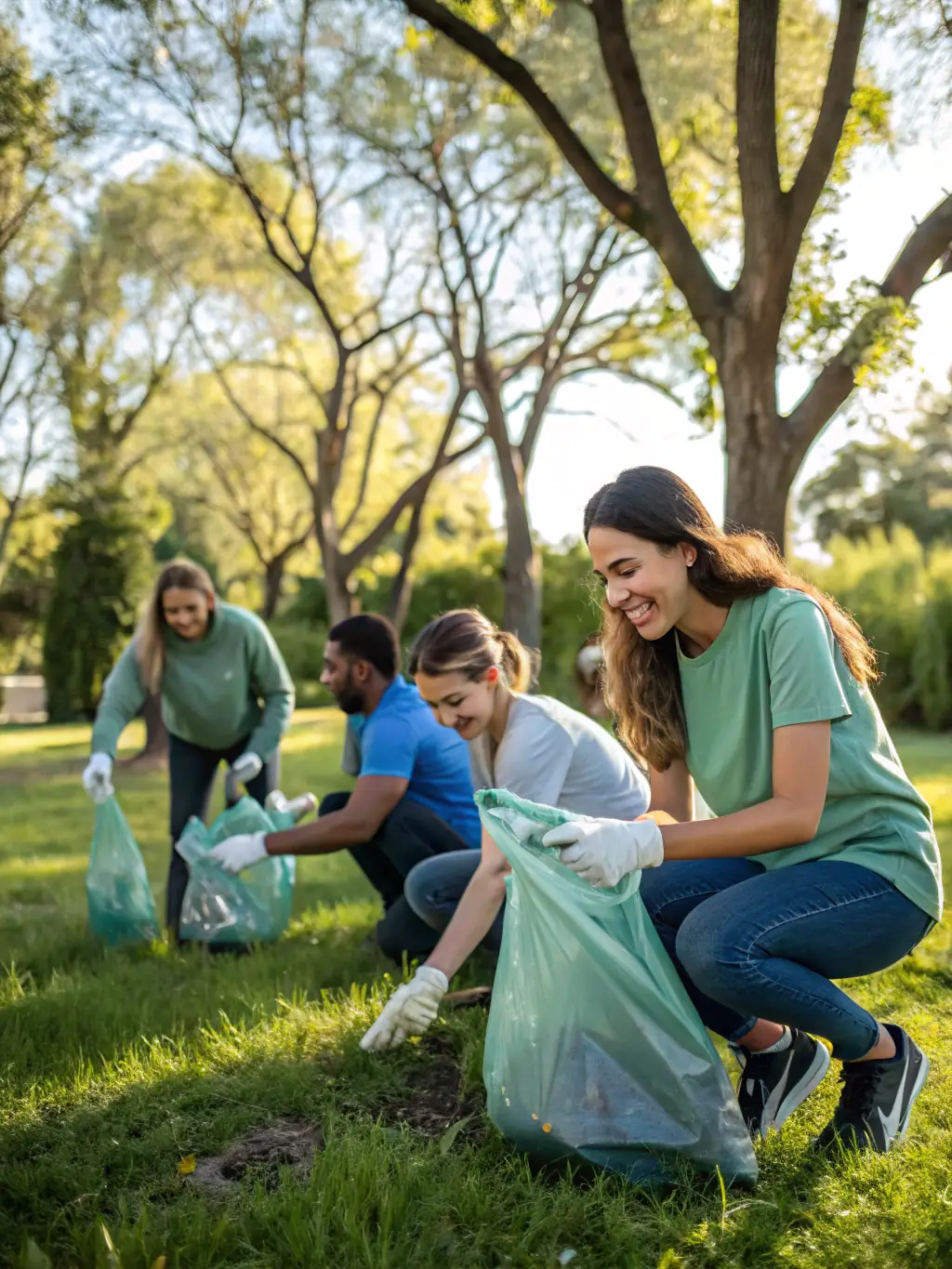 A picture of a community cleanup event in Compregnac, showing volunteers working together to maintain the beauty of the village.