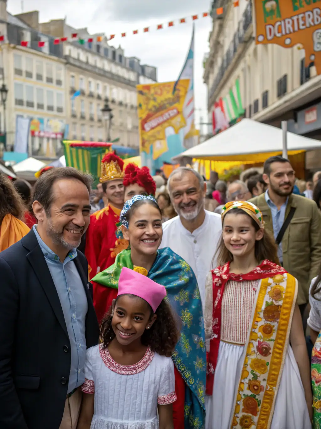 A vibrant image capturing a local festival in Compregnac, showcasing residents of all ages participating in traditional games and activities.