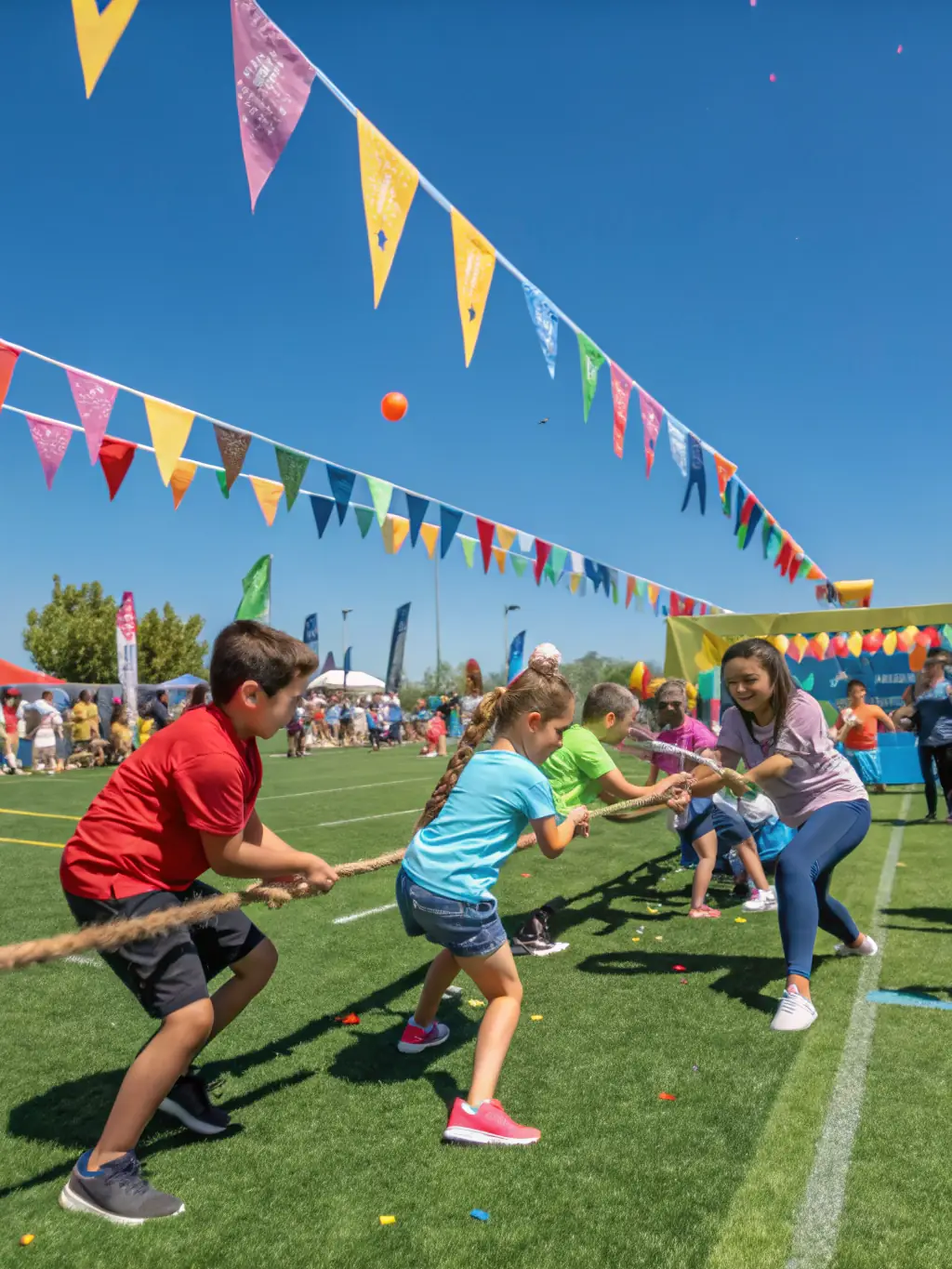 An image of a group of residents participating in a local sports day organized by CJSC, with friendly competitions and team spirit.