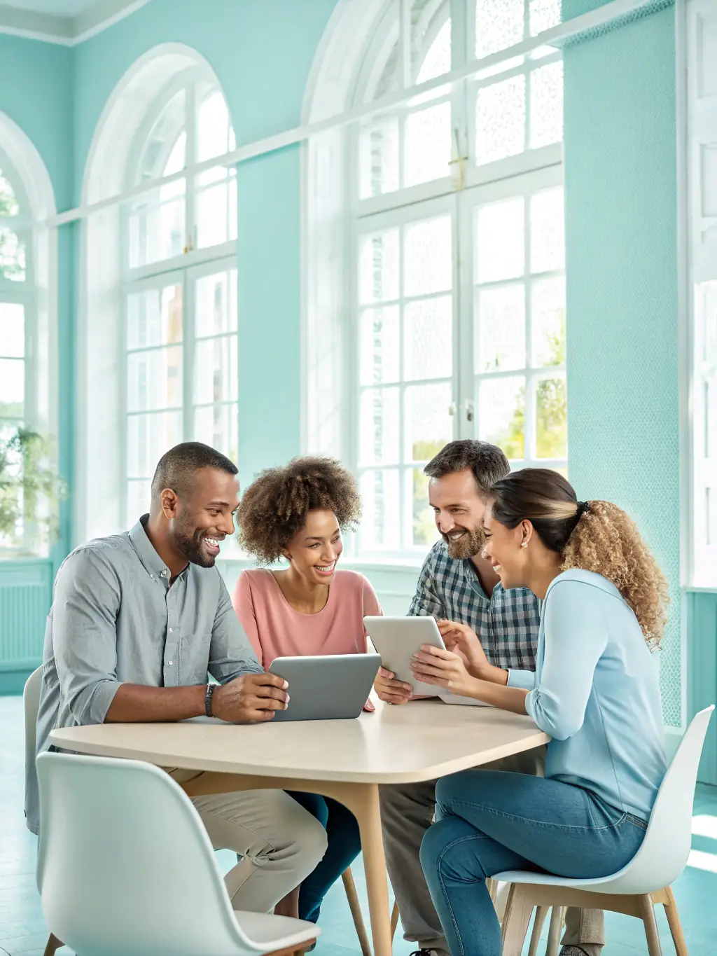 A photo of seniors participating in a CJSC-led computer literacy workshop, learning how to use tablets and connect with family online.